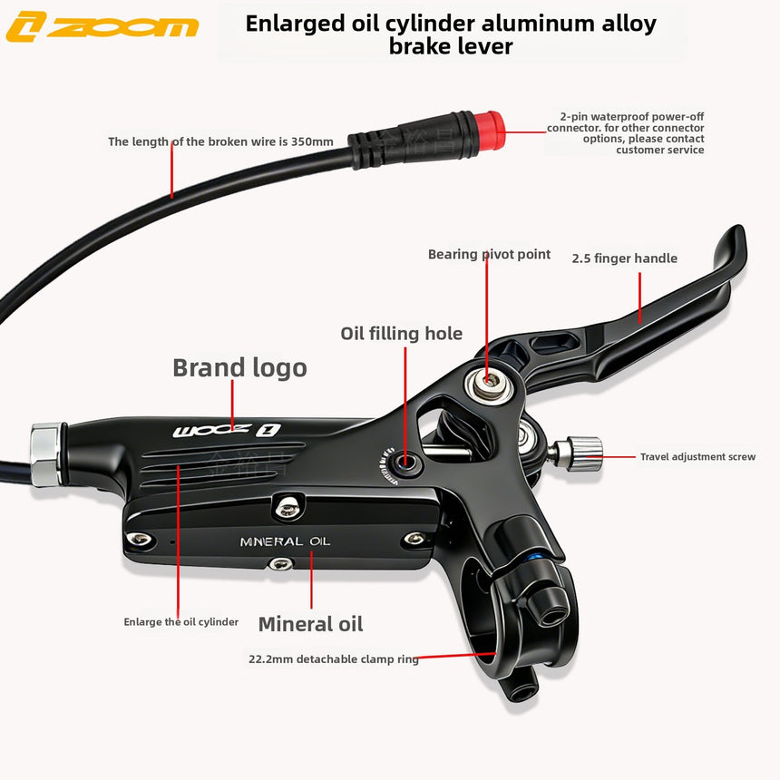 ZOOM HB‑950E 4‑Piston Hydraulic Disc Brake with Power Cut‑Off Front 1000mm Rear 1850mm for EMoto