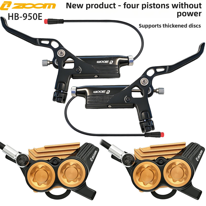 ZOOM HB‑950E 4‑Piston Hydraulic Disc Brake with Power Cut‑Off Front 1000mm Rear 1850mm for EMoto