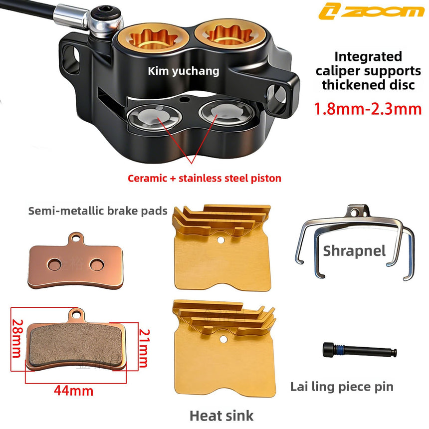 ZOOM HB‑950E 4‑Piston Hydraulic Disc Brake with Power Cut‑Off Front 1000mm Rear 1850mm for EMoto