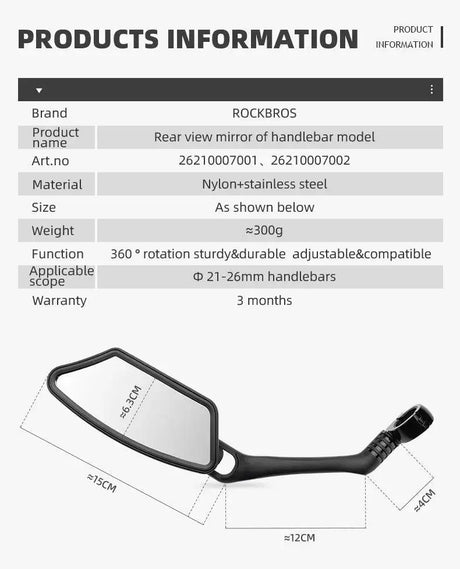 convex mirror for electric scooter - wocomotors