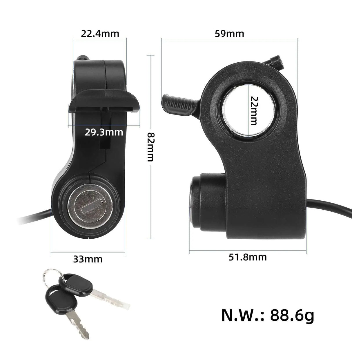 Lock key with throttle for kukirin G2 pro /G2 Max escooter wocomotors